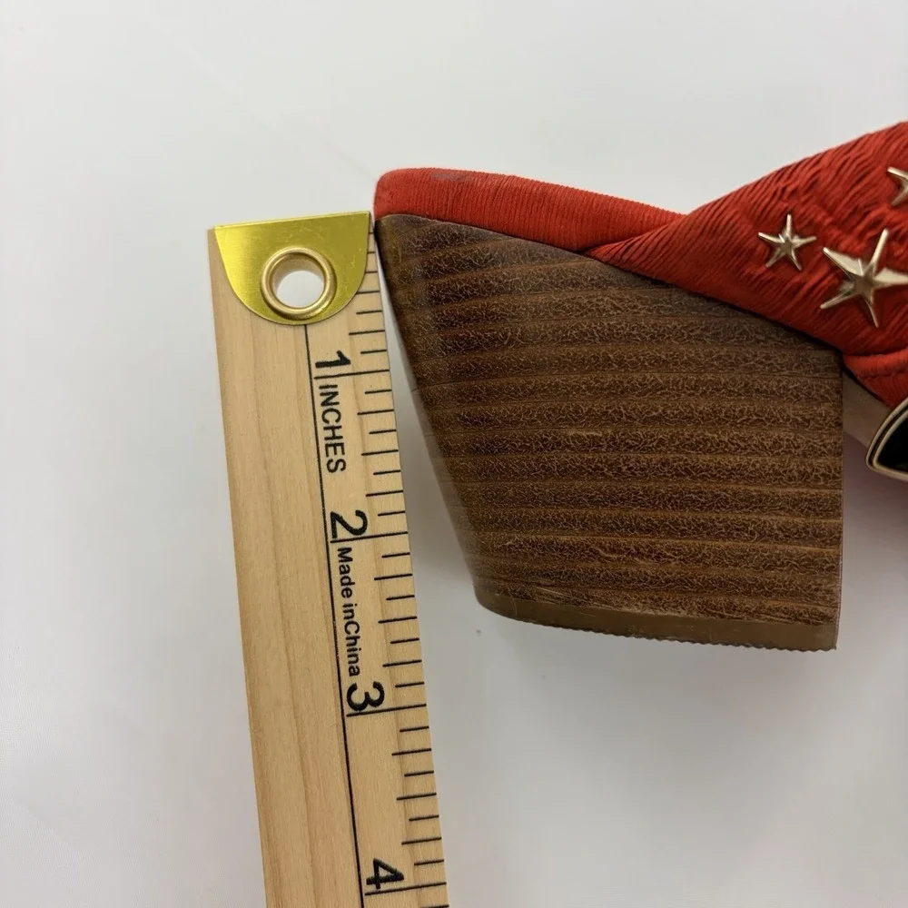 Matisse Kate Bosworth Orangey Red Western‎ Mule Heels Women 7.5 M Leather Brazil